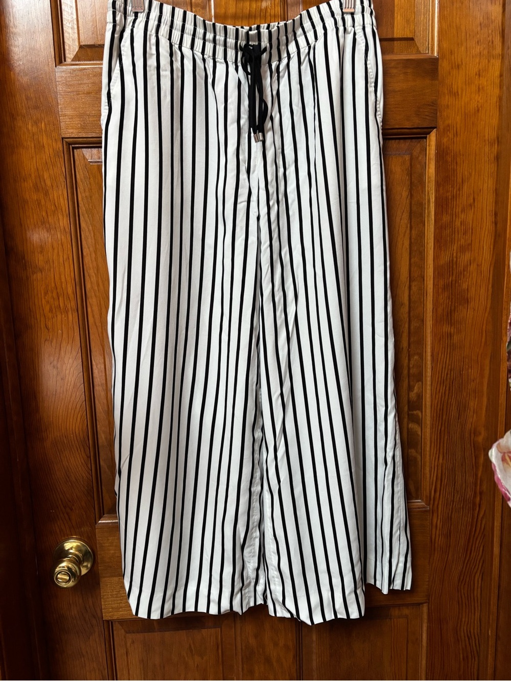 Lauren Ralph Lauren Black and White Wide-Leg Striped Pants